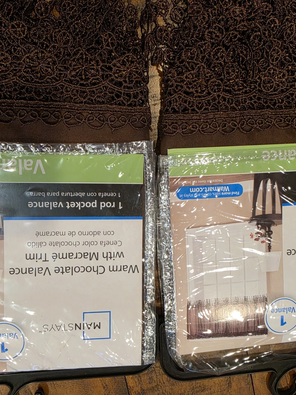 Mainstays Warm Chocolate Valance with Macramé Trim - Chocolate